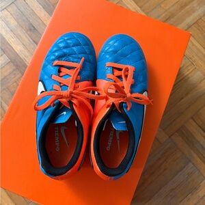 Nike Kids Tiempo Blue Orange Sneakers